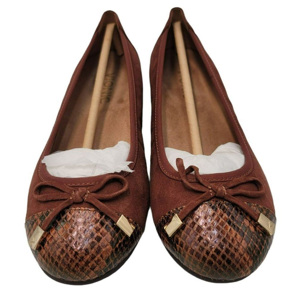 Vionic Ballet Flats Brown Suede Python New Snake … - image 1